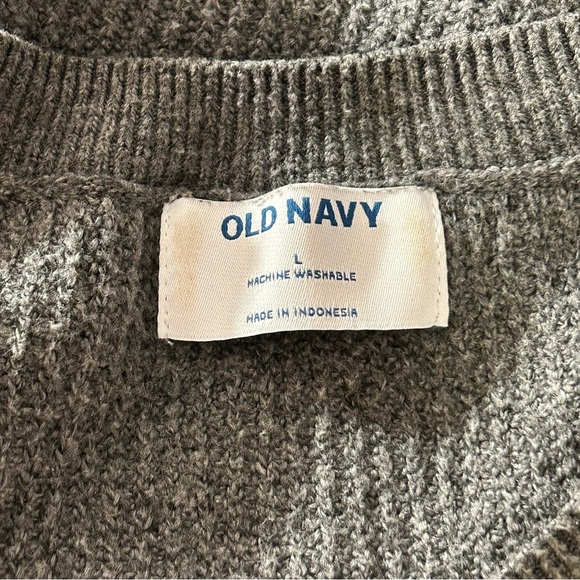 Old Navy Sweater V-Neck Women's Gray Size XL Oversized - Picture 3 of 6